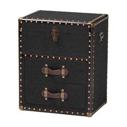 Baxton Studio Agatha Vintage Black Canvas 2-Drawer Storage Trunk